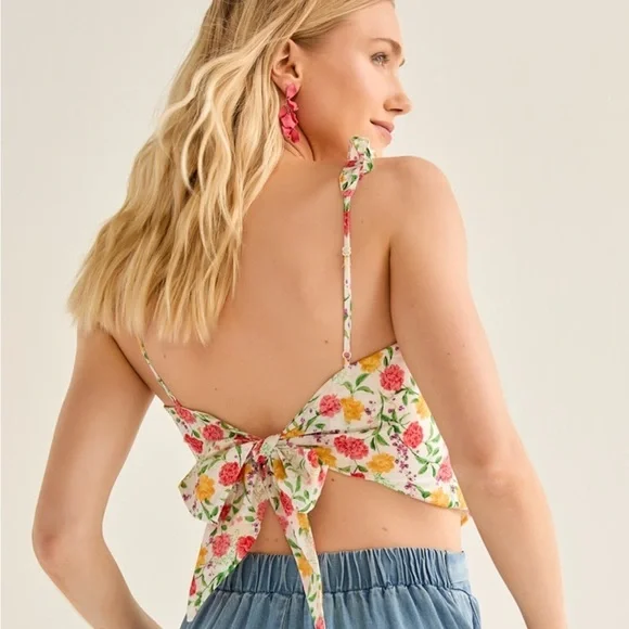 Francesca’s - Bow Back Corset Floral Blouse - Picture 3 of 7